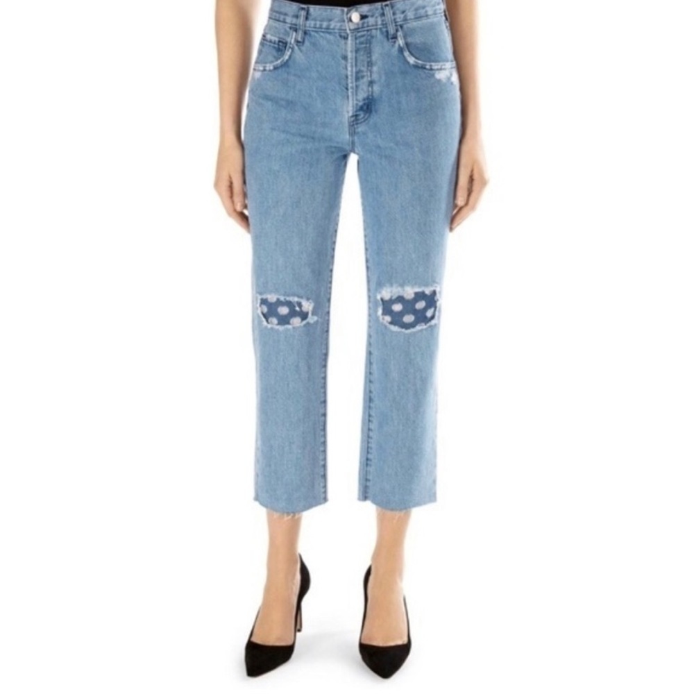 Women's J Brand Jbrand Wynne High Rise Cropped Straight Leg Jeans 28 Distressed